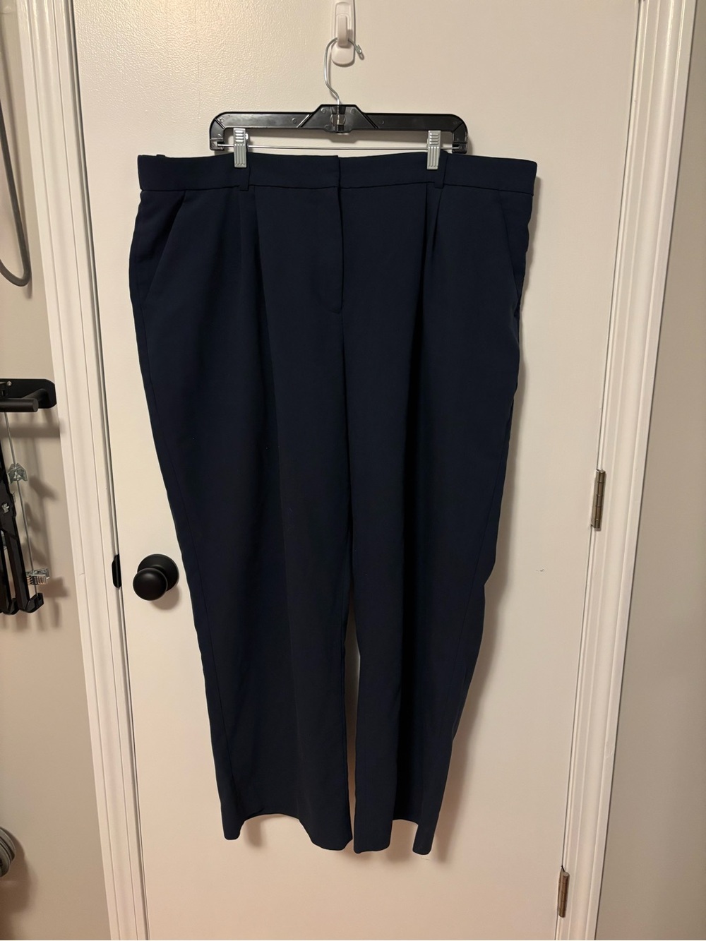 Abercrombie & Fitch Curve Love Navy Wide-Leg Trousers